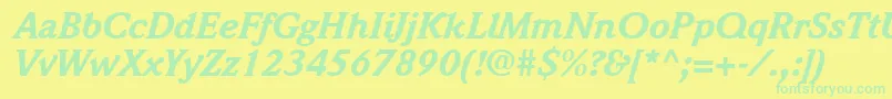 QuintessenceBlackSsiBlackItalic Font – Green Fonts on Yellow Background