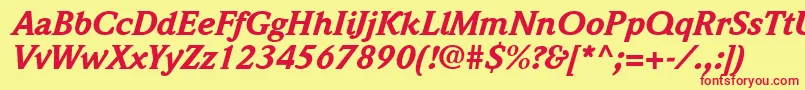 QuintessenceBlackSsiBlackItalic Font – Red Fonts on Yellow Background