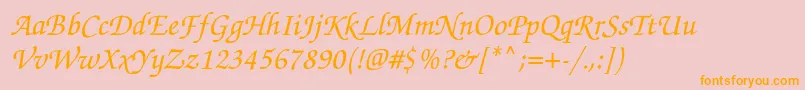 TexgyrechorusMediumitalic Font – Orange Fonts on Pink Background