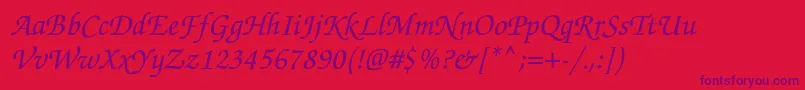 TexgyrechorusMediumitalic Font – Purple Fonts on Red Background