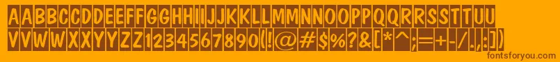 ADominotitulcm-Schriftart – Braune Schriften auf orangefarbenem Hintergrund