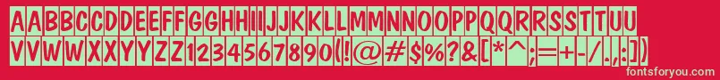 フォントADominotitulcm – 赤い背景に緑の文字