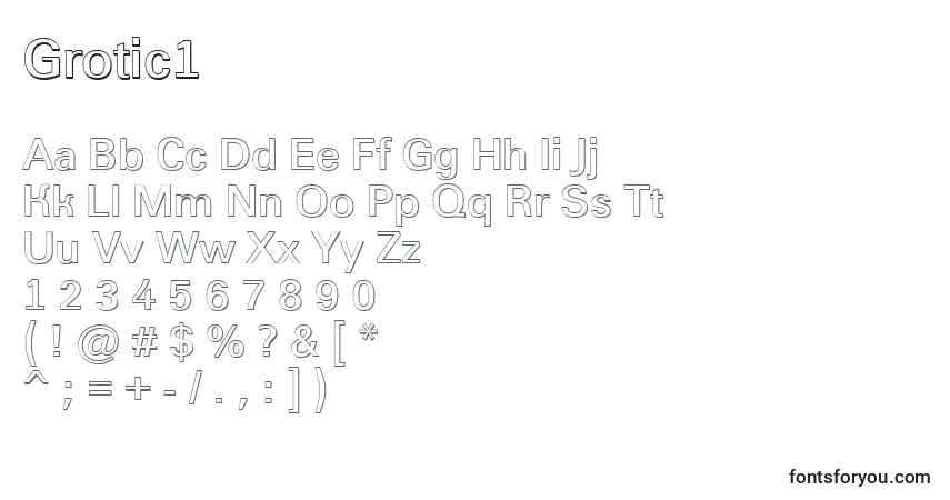 A fonte Grotic1 – alfabeto, números, caracteres especiais