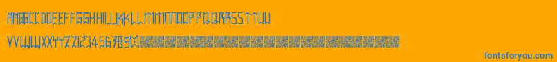 Intaglioplains-Schriftart – Blaue Schriften auf orangefarbenem Hintergrund