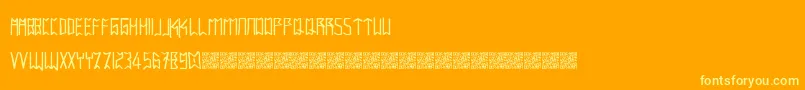 フォントIntaglioplains – オレンジの背景に黄色の文字