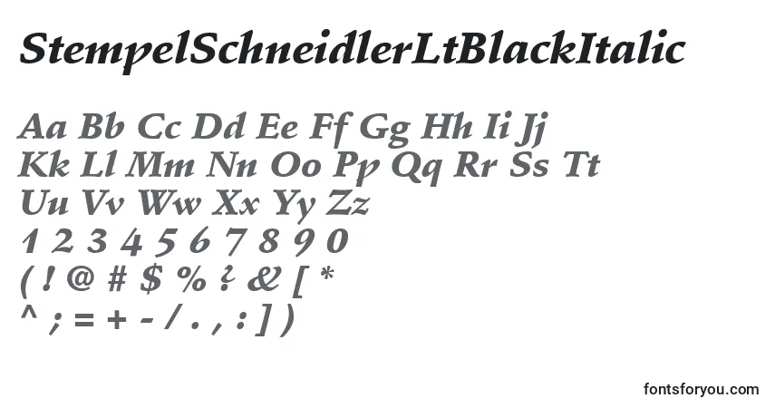 Schriftart StempelSchneidlerLtBlackItalic – Alphabet, Zahlen, spezielle Symbole