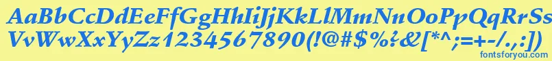 Czcionka StempelSchneidlerLtBlackItalic – niebieskie czcionki na żółtym tle