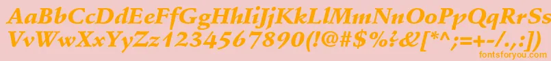 StempelSchneidlerLtBlackItalic-fontti – oranssit fontit vaaleanpunaisella taustalla