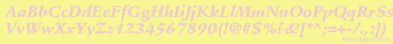 StempelSchneidlerLtBlackItalic-Schriftart – Rosa Schriften auf gelbem Hintergrund