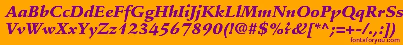 StempelSchneidlerLtBlackItalic-fontti – violetit fontit oranssilla taustalla