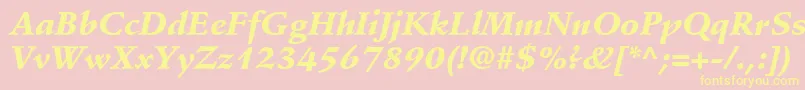 Fonte StempelSchneidlerLtBlackItalic – fontes amarelas em um fundo rosa