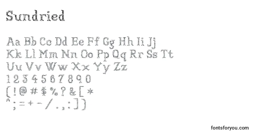 Schriftart Sundried – Alphabet, Zahlen, spezielle Symbole