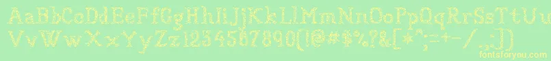 フォントSundried – 黄色の文字が緑の背景にあります
