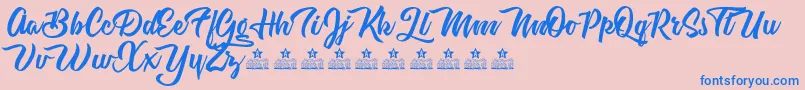 AstroveganPersonalUse-Schriftart – Blaue Schriften auf rosa Hintergrund