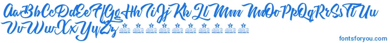 AstroveganPersonalUse-Schriftart – Blaue Schriften auf weißem Hintergrund