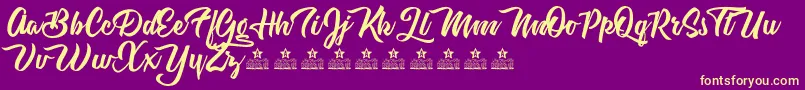 AstroveganPersonalUse-Schriftart – Gelbe Schriften auf violettem Hintergrund