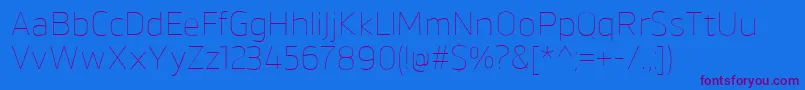 BrokmanThin-Schriftart – Violette Schriften auf blauem Hintergrund