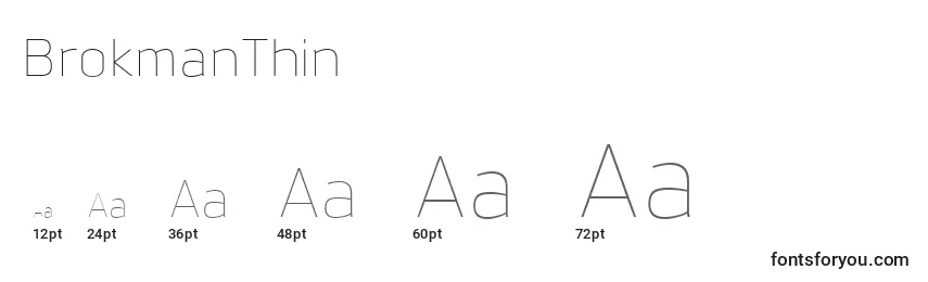 BrokmanThin Font Sizes