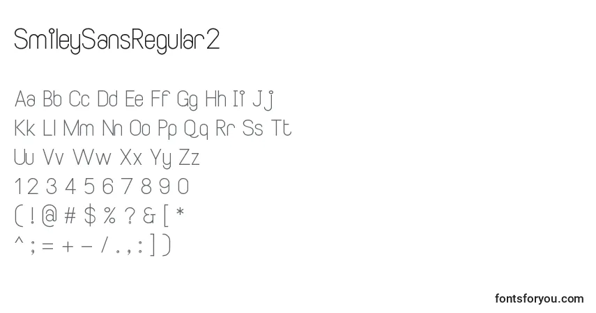 Czcionka SmileySansRegular2 – alfabet, cyfry, specjalne znaki