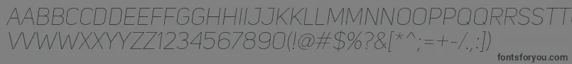 Шрифт UniSansThinItalic – чёрные шрифты на сером фоне
