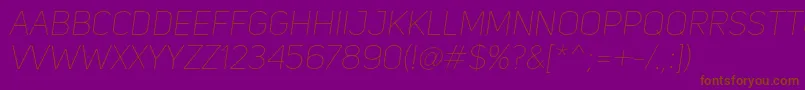 UniSansThinItalic-Schriftart – Braune Schriften auf violettem Hintergrund