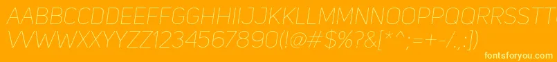 UniSansThinItalic Font – Yellow Fonts on Orange Background