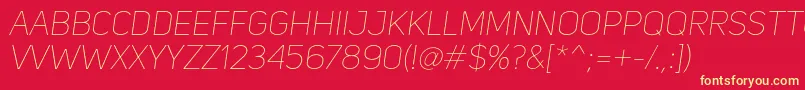 UniSansThinItalic Font – Yellow Fonts on Red Background