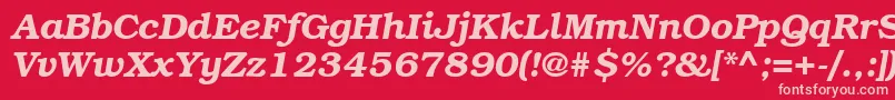 BookmangttBolditalic-fontti – vaaleanpunaiset fontit punaisella taustalla