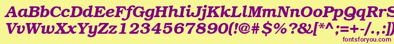 BookmangttBolditalic Font – Purple Fonts on Yellow Background