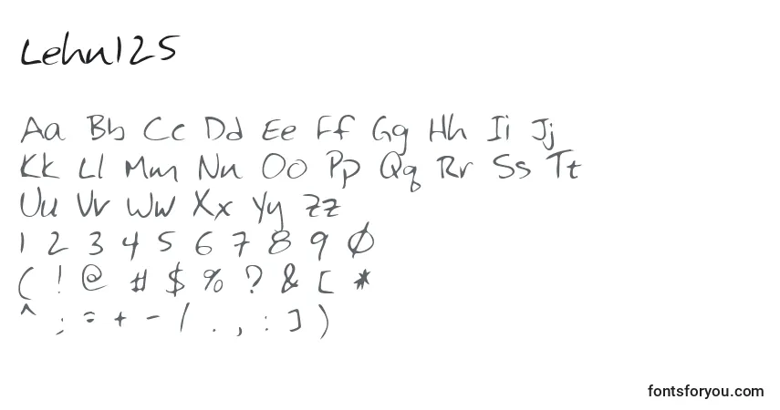 A fonte Lehn125 – alfabeto, números, caracteres especiais