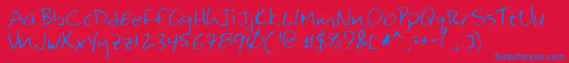 Lehn125-Schriftart – Blaue Schriften auf rotem Hintergrund