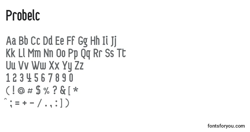 Fuente Probelc - alfabeto, números, caracteres especiales