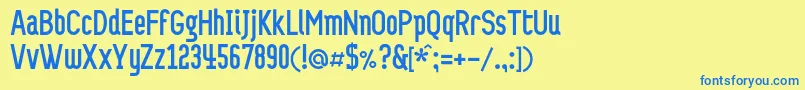 フォントProbelc – 青い文字が黄色の背景にあります。