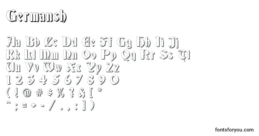 Czcionka Germansh – alfabet, cyfry, specjalne znaki