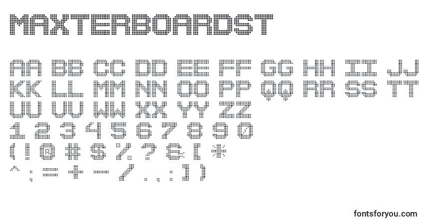 A fonte MaxterBoardSt – alfabeto, números, caracteres especiais