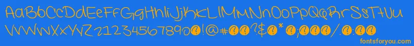 フォントInterconnecteddemoRegular – オレンジ色の文字が青い背景にあります。