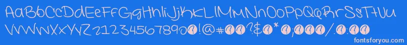 フォントInterconnecteddemoRegular – ピンクの文字、青い背景