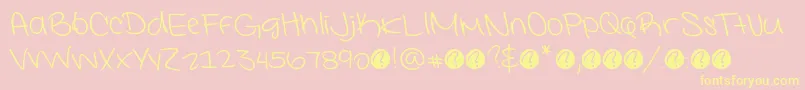 InterconnecteddemoRegular-fontti – keltaiset fontit vaaleanpunaisella taustalla