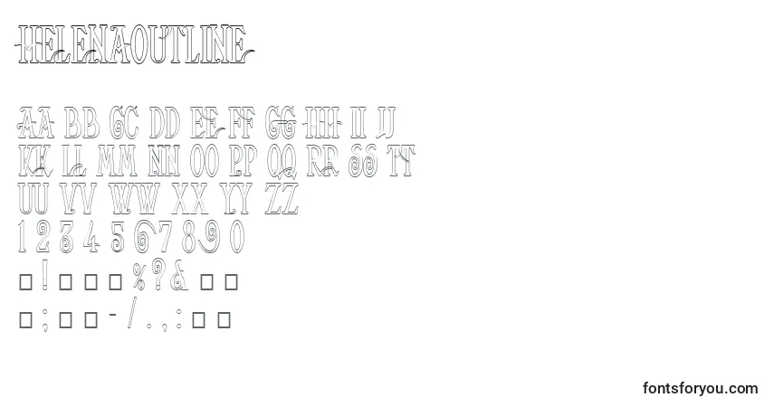 Schriftart HelenaOutline – Alphabet, Zahlen, spezielle Symbole