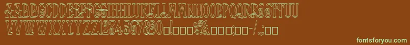 HelenaOutline-fontti – vihreät fontit ruskealla taustalla