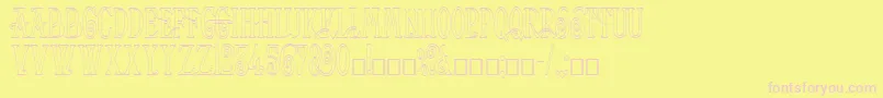 HelenaOutline-fontti – vaaleanpunaiset fontit keltaisella taustalla