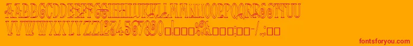 HelenaOutline-Schriftart – Rote Schriften auf orangefarbenem Hintergrund