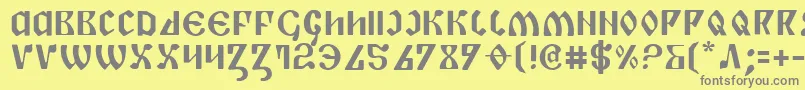 Piper-fontti – harmaat kirjasimet keltaisella taustalla