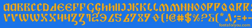 フォントPiper – オレンジ色の文字が青い背景にあります。