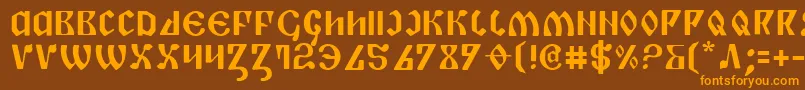 フォントPiper – オレンジ色の文字が茶色の背景にあります。