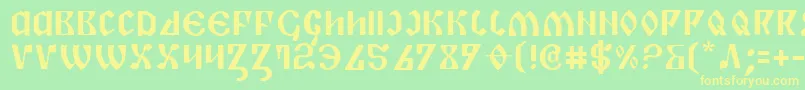 フォントPiper – 黄色の文字が緑の背景にあります