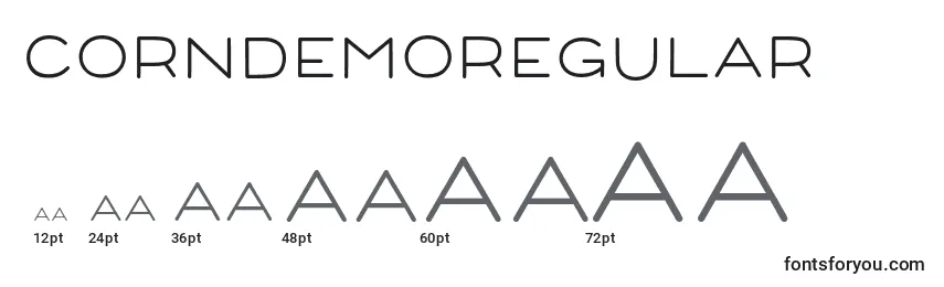 Размеры шрифта CorndemoRegular