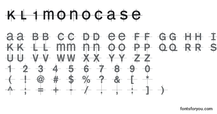 Czcionka Kl1monocase – alfabet, cyfry, specjalne znaki