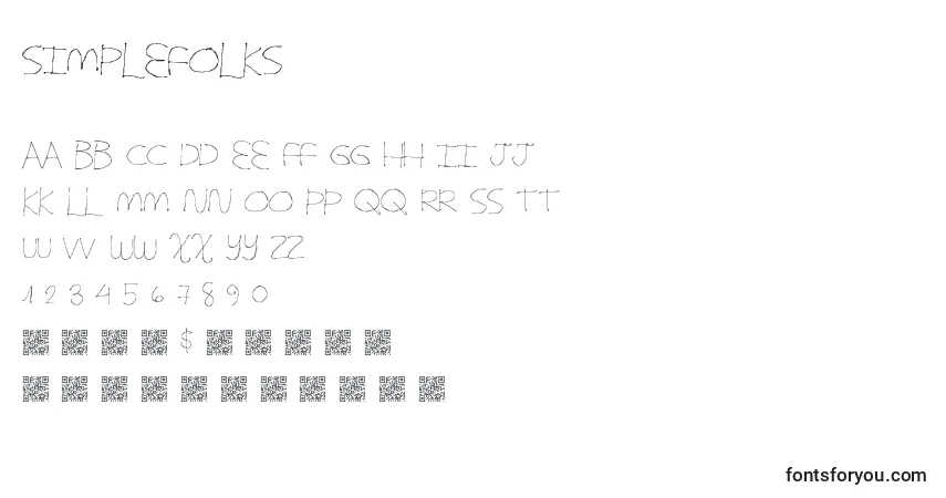 Czcionka Simplefolks – alfabet, cyfry, specjalne znaki