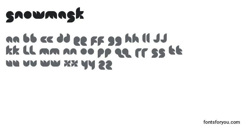 Czcionka Snowmask – alfabet, cyfry, specjalne znaki